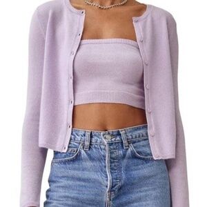 REFORMATION Brio Cashmere Cardigan in Lavender Purple - Size XS